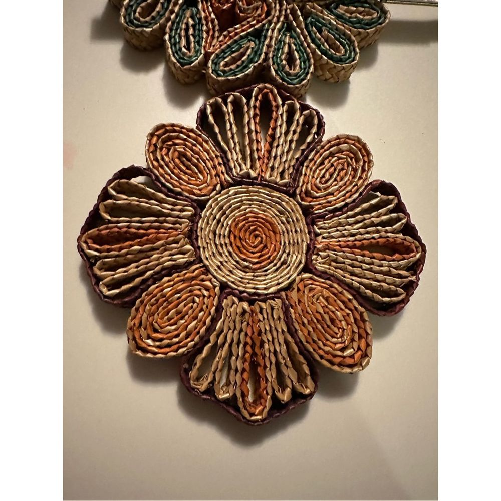 Handcrafted Floral Coasters - Green and Orange - Picture 2 of 8